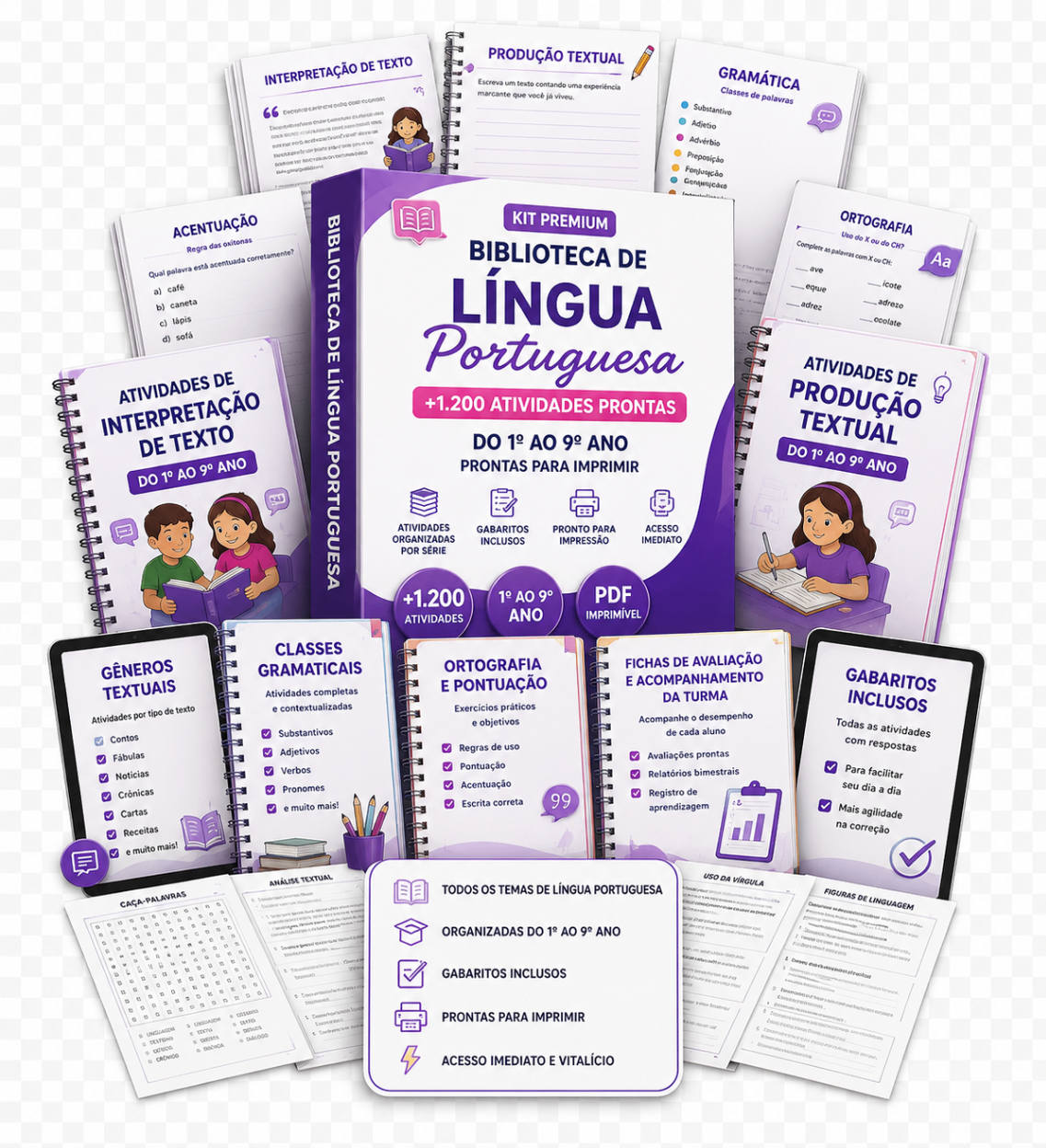 Kit Premium — Biblioteca Completa de Língua Portuguesa